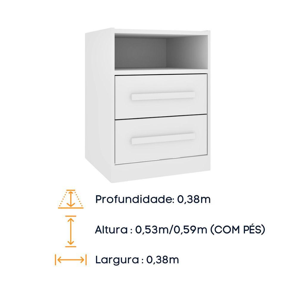 Mesa de Cabeceira Barcelona MDP com 2 Gavetas e Puxadores MDF Tcil - 3