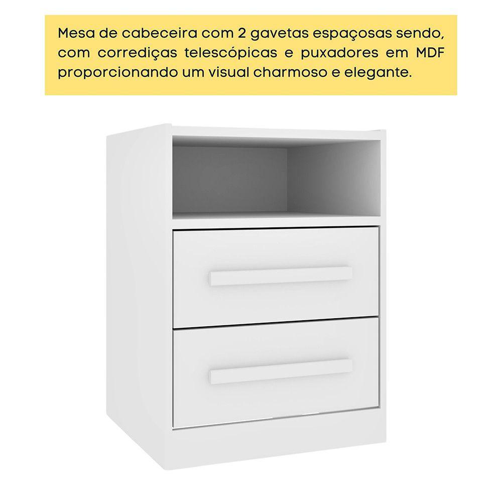 Mesa de Cabeceira Barcelona MDP com 2 Gavetas e Puxadores MDF Tcil - 5