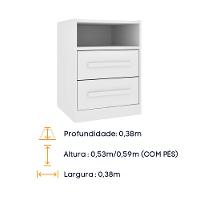 Mesa de Cabeceira Barcelona MDP com 2 Gavetas e Puxadores MDF Tcil - 3