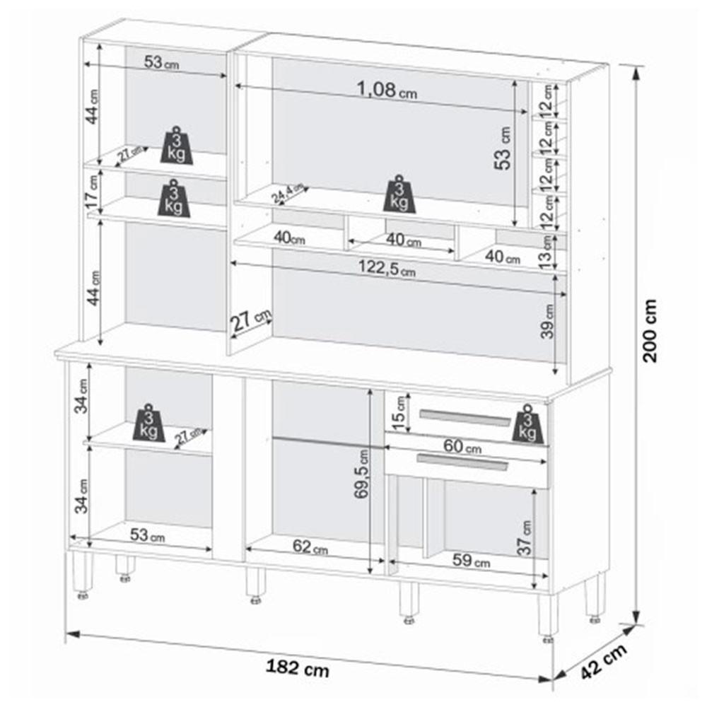 Cozinha Alexia com Espelho 6 Portas MDF e MDP Imop - 3