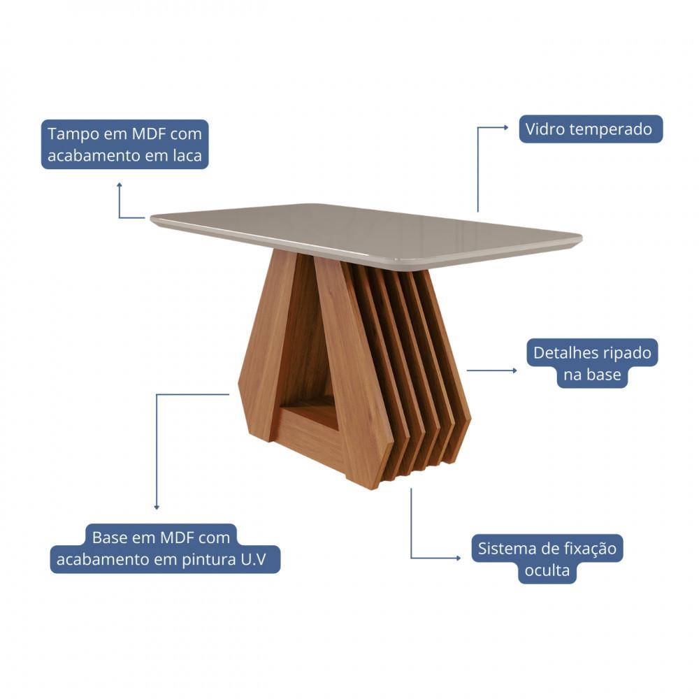 Conjunto Sala de Jantar Ágata Tampo em MDF e Vidro Com 4 Cadeiras Paola Cimol - 6