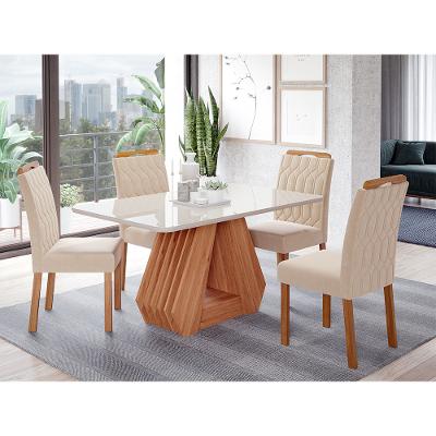 Conjunto Sala de Jantar Ágata Tampo em MDF e Vidro Com 4 Cadeiras Paola Cimol