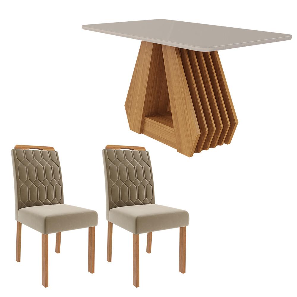 Conjunto Sala de Jantar Ágata Tampo em MDF e Vidro Com 4 Cadeiras Paola Cimol - 2