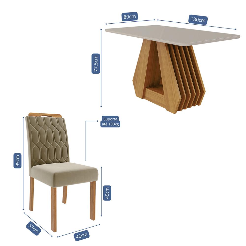 Conjunto Sala de Jantar Ágata Tampo em MDF e Vidro Com 4 Cadeiras Paola Cimol - 3
