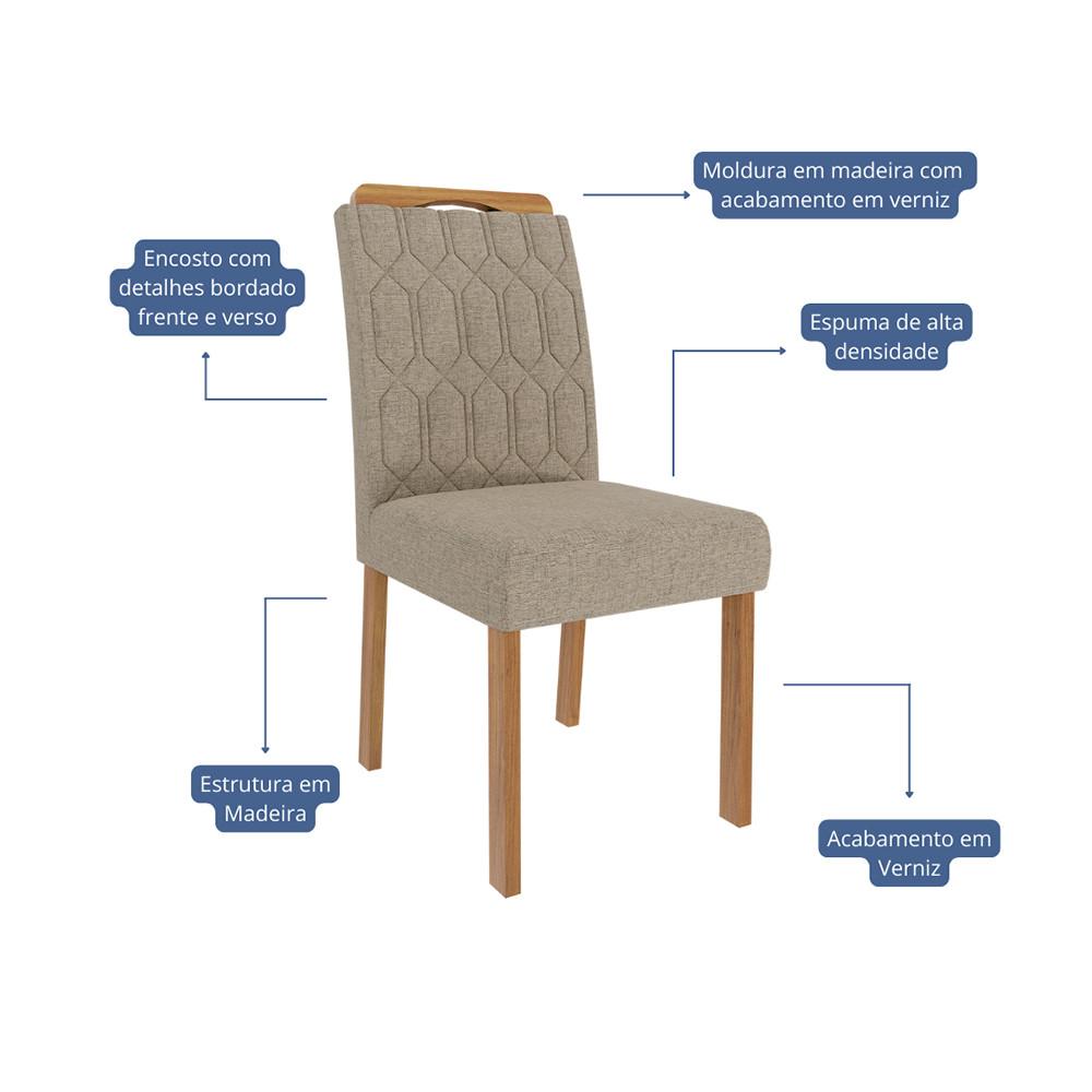 Conjunto Sala de Jantar Ágata Tampo em MDF e Vidro Com 4 Cadeiras Paola Cimol - 5