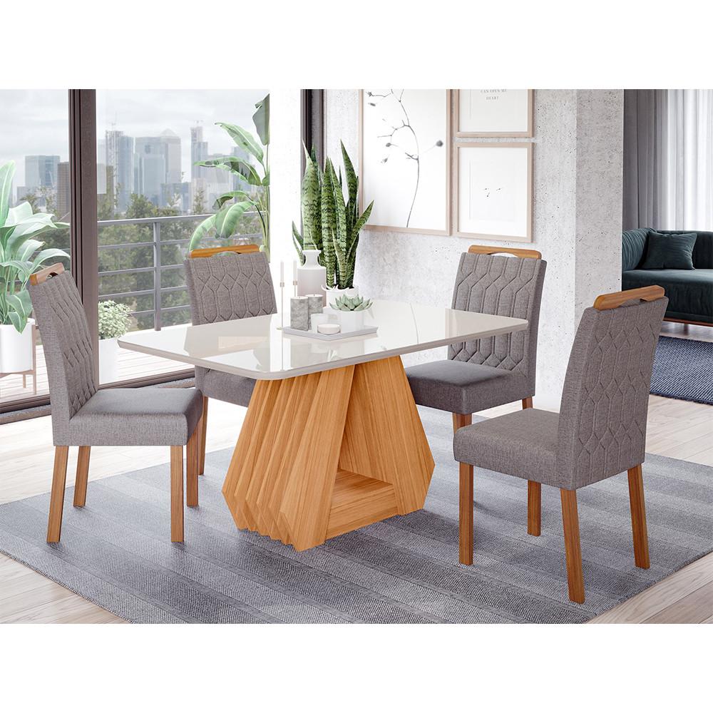 Conjunto Sala de Jantar Ágata Tampo em MDF e Vidro Com 4 Cadeiras Paola Cimol - 1