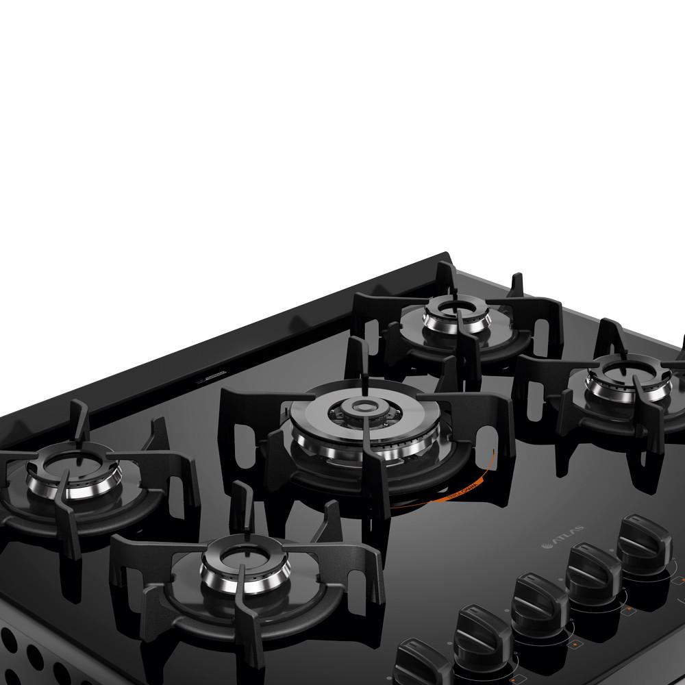 Fogão de Embutir U Top 5 Bocas com Mesa de Vidro Atlas - 5