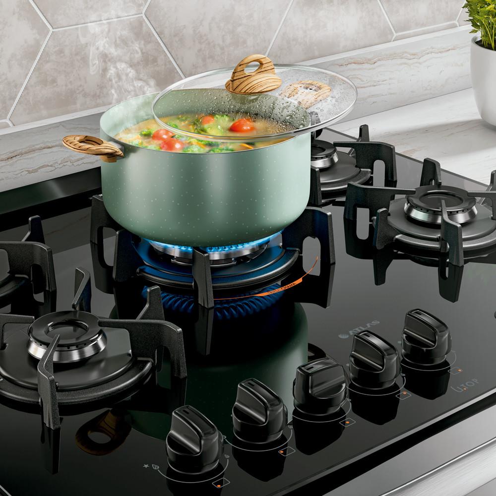 Fogão de Embutir U Top 5 Bocas com Mesa de Vidro Atlas - 6