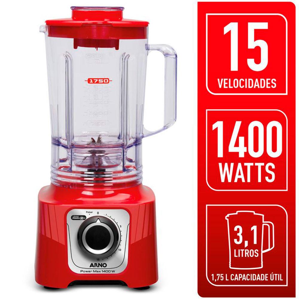 Liquidificador Arno Power Max LN63 1400W Jarra 3,1L Vermelho 127V - 2