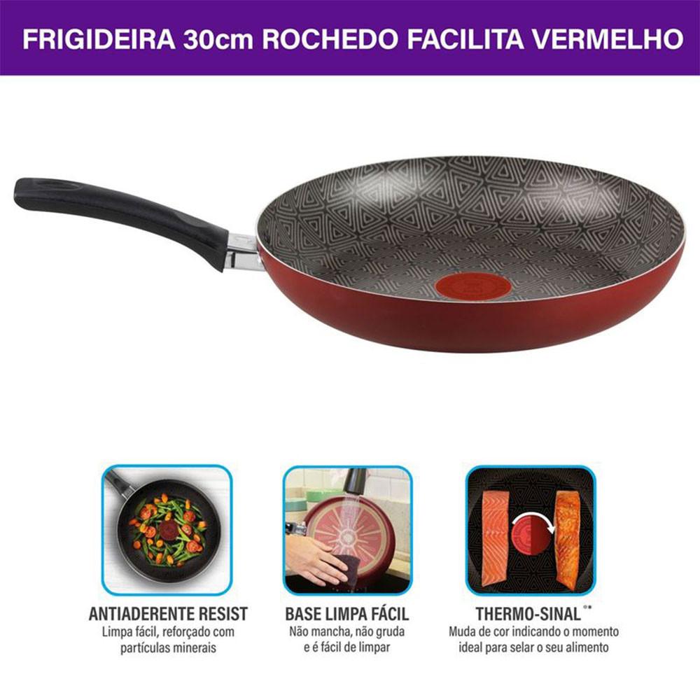 Frigideira Rochedo Facilita 30cm Vermelho - 3