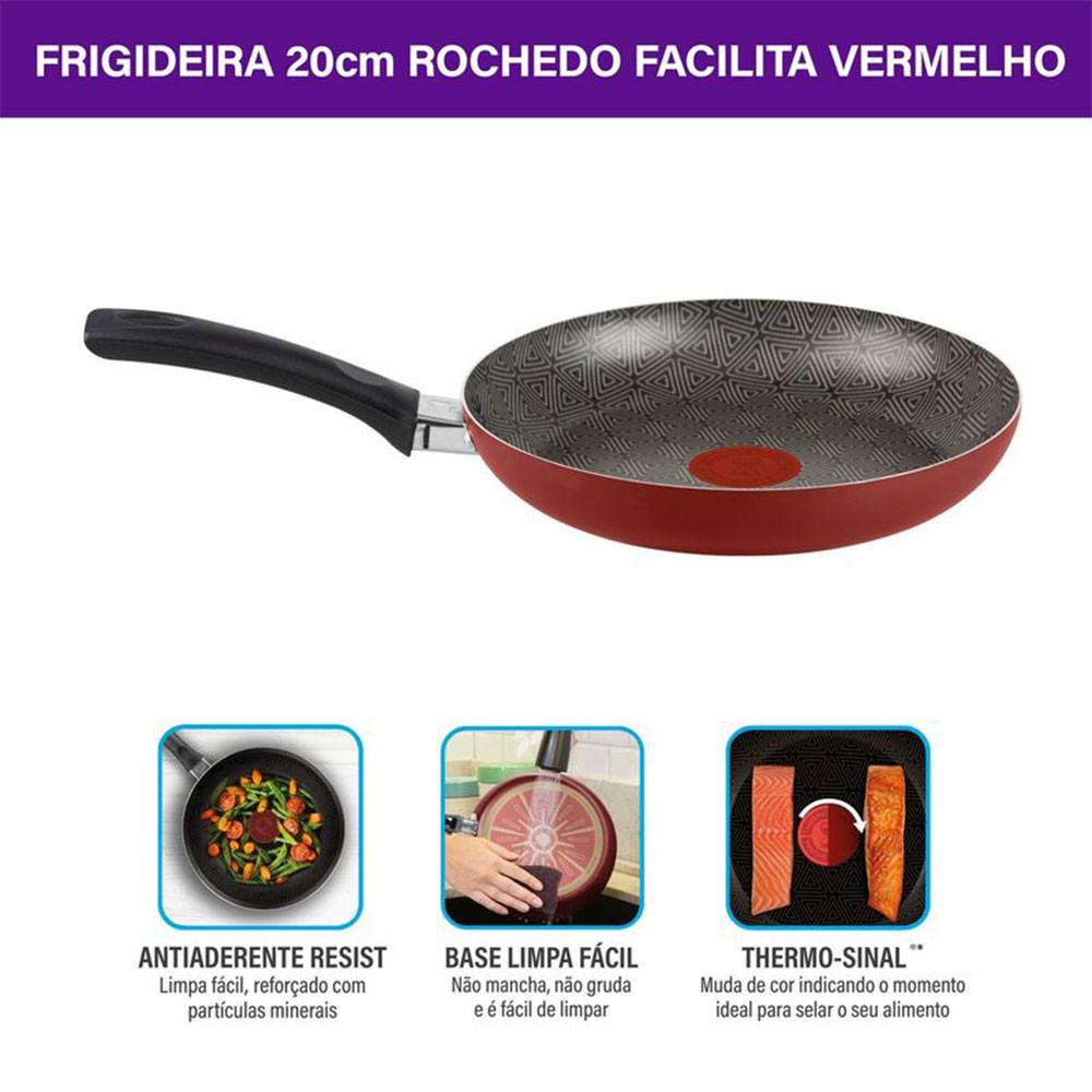 Frigideira Rochedo Facilita 20cm Vermelho - 3