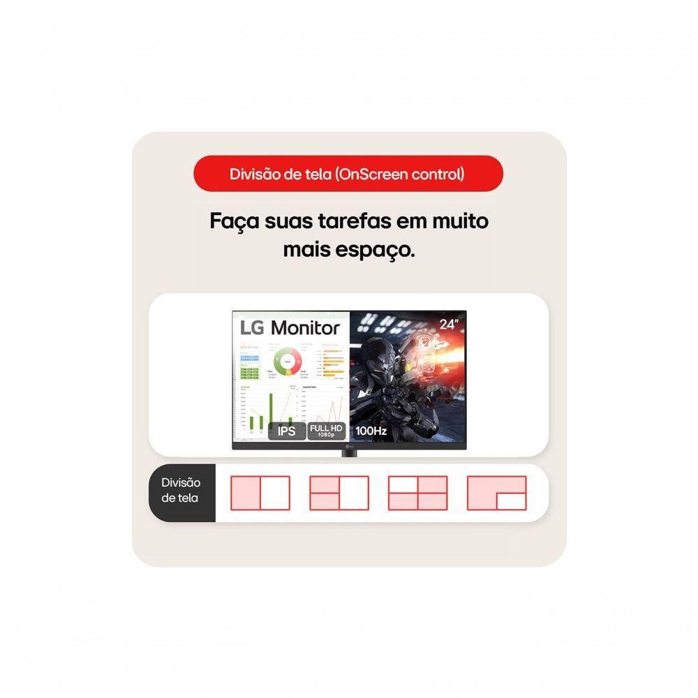 Monitor LG 24” IPS Full HD 100Hz HDMI Ajuste de Inclinação 24MS500-B - 4