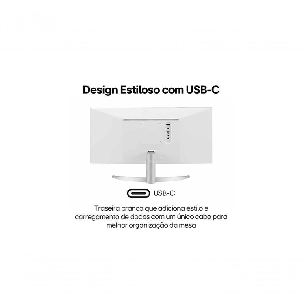 Monitor LG Ultrawide™ 29WQ600B-W Tela IPS De 29 21:9 USB-C 7Wx2 MaxxAudio® 1ms (MBR) 100Hz AMD FreeSync™ sRGB 99% HDR10 - 2