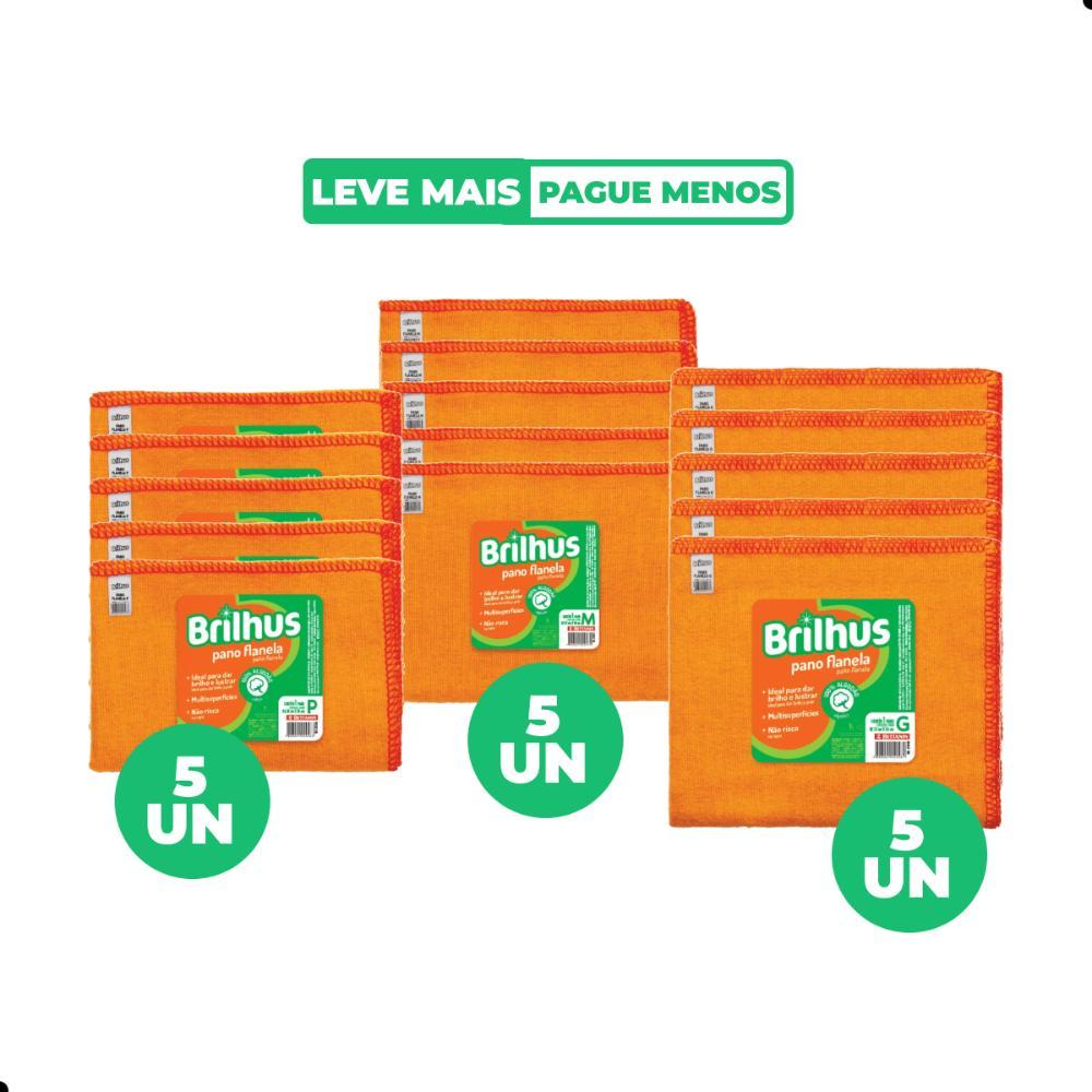 Kit 15 Panos Flanela 5P 5M 5G 100% Algodão Brilhus - 1