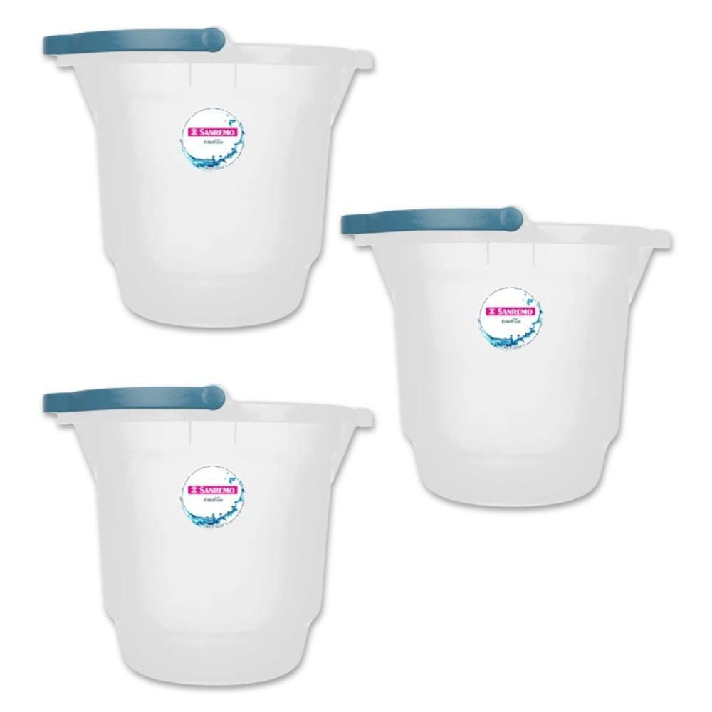 Kit Balde Plástico Transparente 8,5L com 3 Unidades Hydrus Sanremo - 1