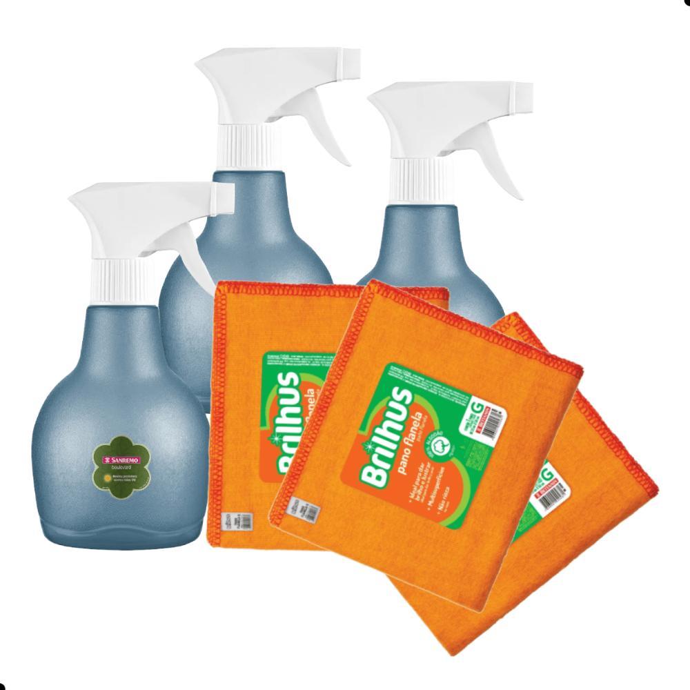 Kit 3 Pulverizador Borrifador 350ml e 3 Pano Flanela G 100% Algodão - 1