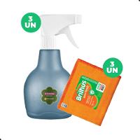 Kit 3 Pulverizador Borrifador 350ml e 3 Pano Flanela G 100% Algodão - 2