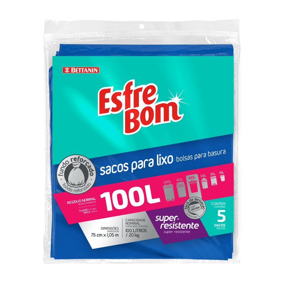 Saco de Lixo Almofada com Fundo Reforçado Azul 100L EsfreBom Bettanin 5 Unidades - 1