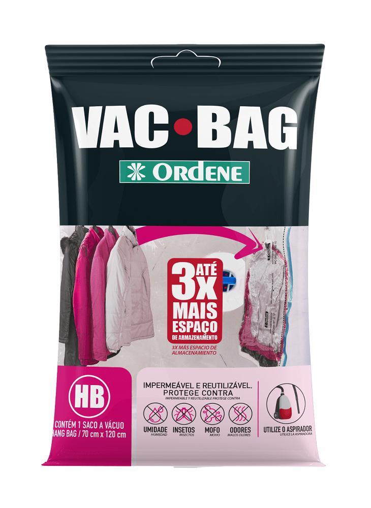 Saco a Vácuo Organizador Hang Bag com Gancho Transparente 70cm x 1,2m Vac Bag Ordene - 1