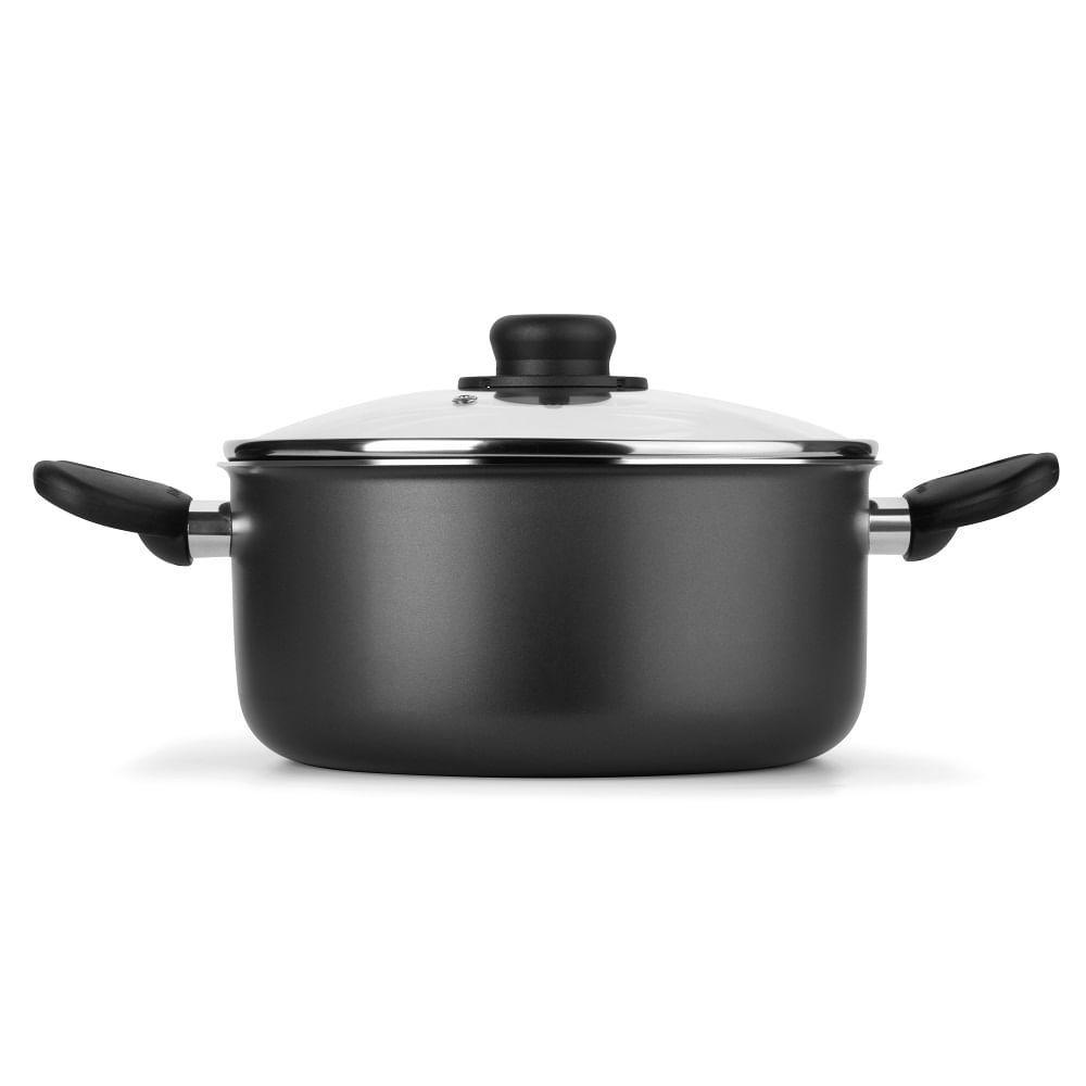 Caçarola Antiaderente Ultra em Alumínio com Tampa de Vidro Preta Gourmet Multiflon 20cm - 2