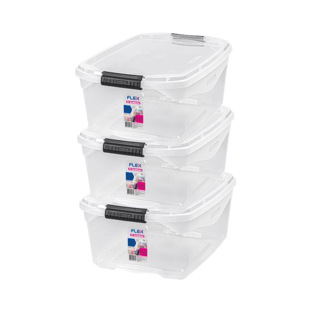 Kit Caixa Organizadora Transparente 20L Flex 3 Peças Sanremo - 1