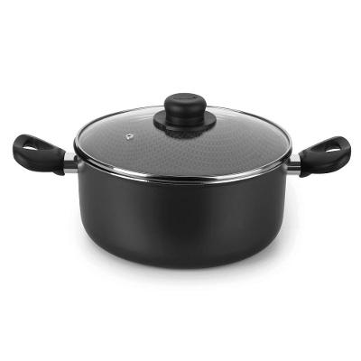 Caçarola Antiaderente Ultra em Alumínio com Tampa de Vidro Preta Gourmet Multiflon 24cm