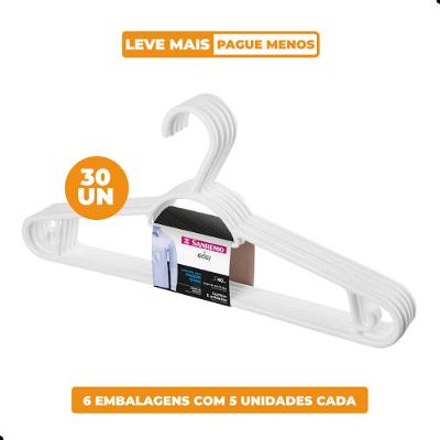 Kit Cabide Plástico Adulto 40cm Branco Sanremo 30 Unidades