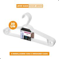 Kit Cabide Plástico Adulto 40cm Branco Sanremo 30 Unidades - 1
