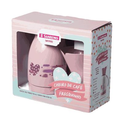 Kit Bule Térmico Rosa 700ml e Suporte para Café Sanremo