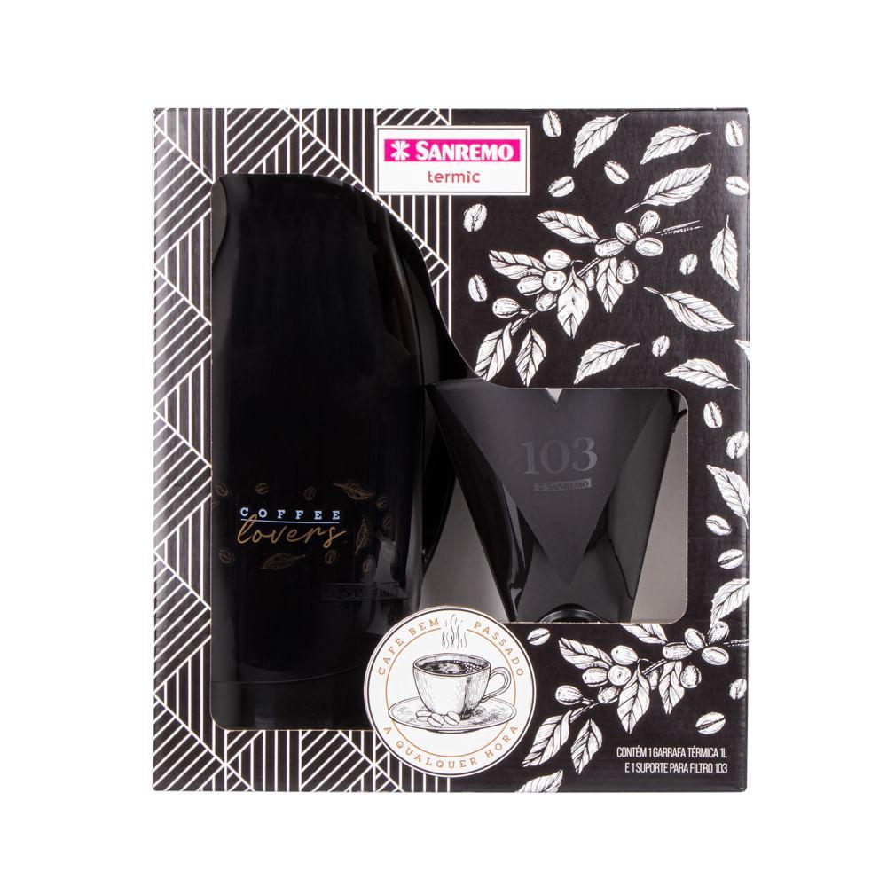Kit Bule Térmico Preto 1L e Suporte para Filtro de Café 103 Sanremo - 1