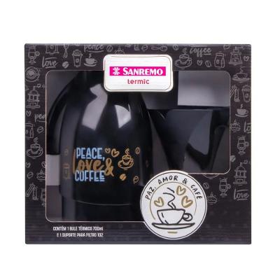 Kit Bule Térmico Plástico 700ml e Suporte para Filtro de Café 102 Preto Termic Sanremo