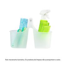 Cesto Organizador Plástico Multiuso para Lavanderia Médio Cristal Log Ordene