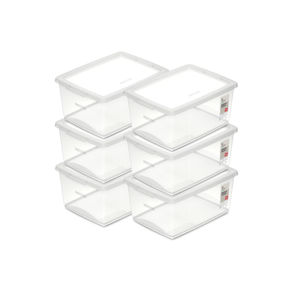 Kit Caixa Organizadora Plástica Cristal 7,5L Ordene 6un - 1