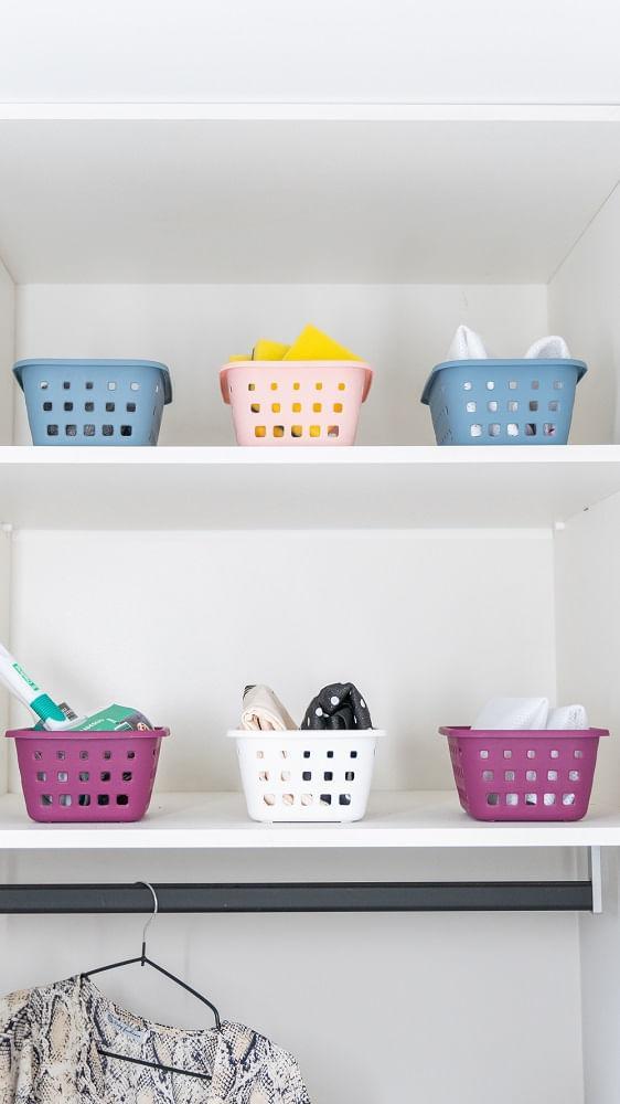 Kit Cesto Organizador Plástico com Furação Preto 1,4L Log Ordene Leve 4 Pague 3 - 5