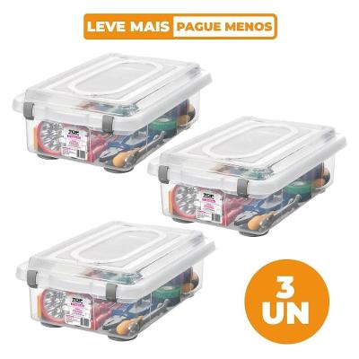Kit Caixa Organizadora Transparente 8,6L 3 Peças Sanremo