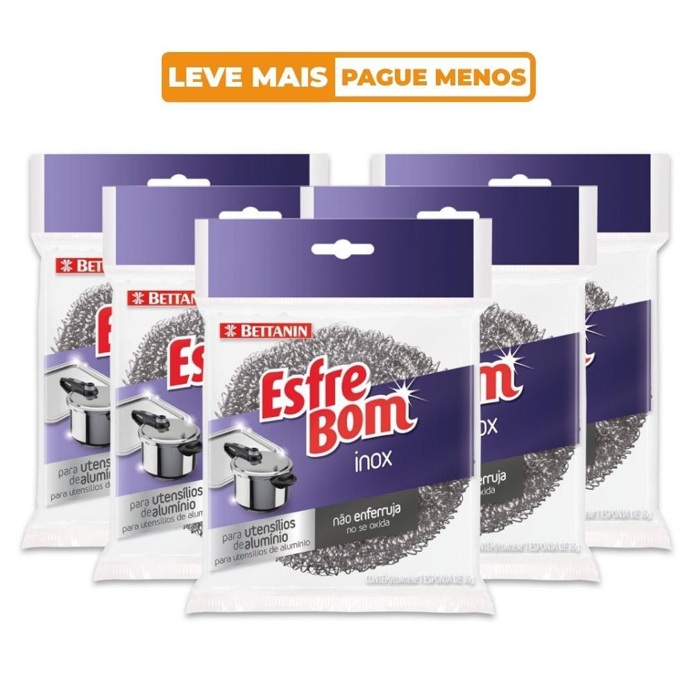 Kit Esponja de Aço Inox para Alumínio com 5 unidades EsfreBom - 1
