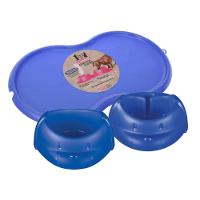 Kit Comedouro, Bebedouro e Bandeja Cães Azul Sanremo - 1