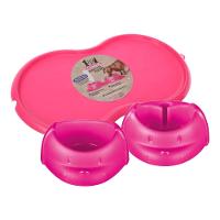 Kit Comedouro, Bebedouro e Bandeja Cães Rosa Sanremo - 1