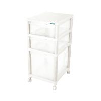 Gaveteiro Plástico Retangular Médio com 2 Gavetas Baixas e 1 Alta e Rodas Branco/Transparente Log Ordene - 1