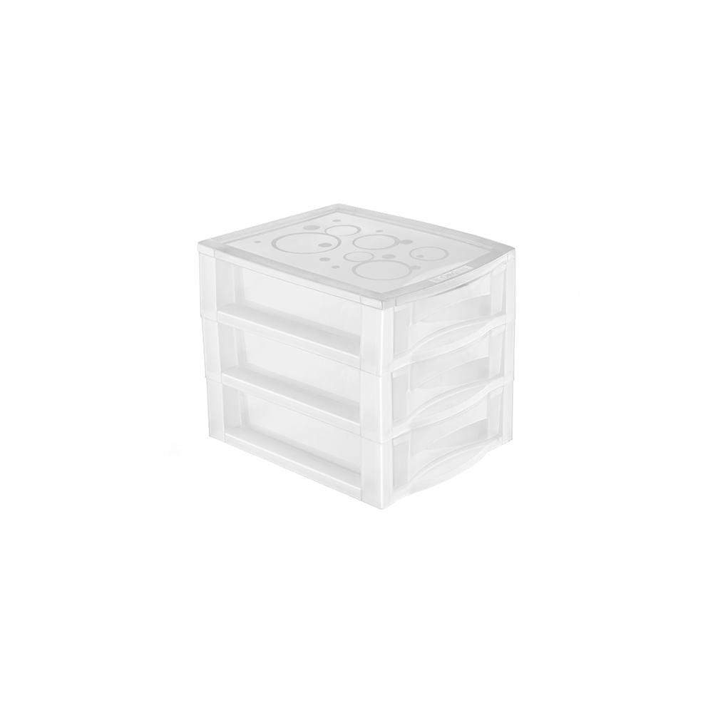 Gaveteiro de Mesa Plástico Pequeno com 3 Gavetas Cristal Bel Ordene - 1