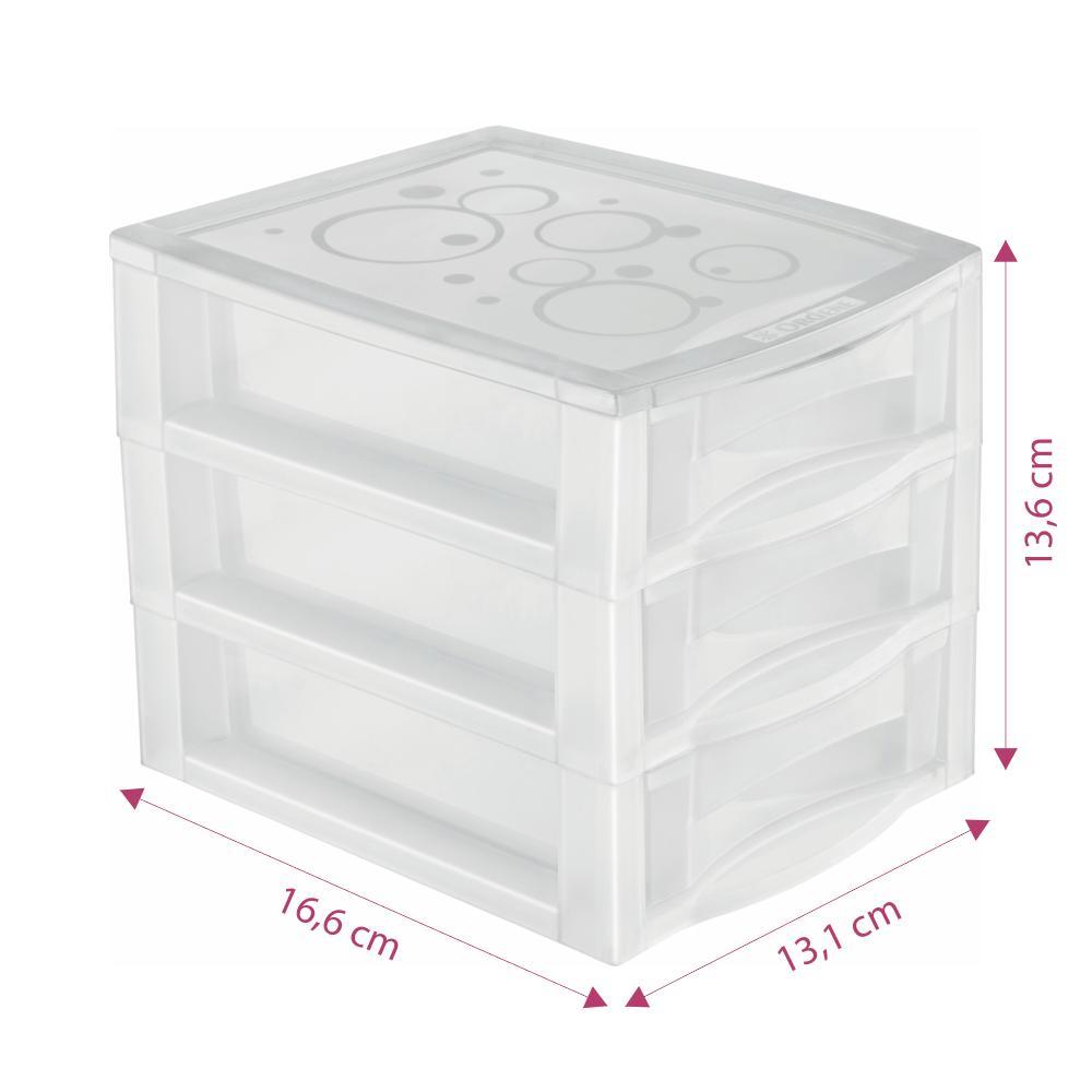 Gaveteiro de Mesa Plástico Pequeno com 3 Gavetas Cristal Bel Ordene - 2