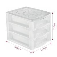 Gaveteiro de Mesa Plástico Pequeno com 3 Gavetas Cristal Bel Ordene - 2