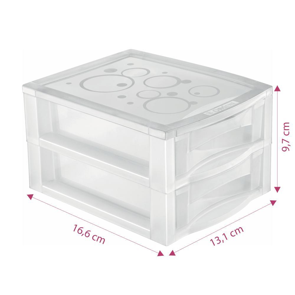 Gaveteiro de Mesa Plástico Pequeno com 2 Gavetas Cristal Bel Ordene - 2