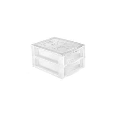 Gaveteiro de Mesa Plástico Pequeno com 2 Gavetas Cristal Bel Ordene