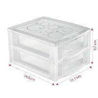Gaveteiro de Mesa Plástico Pequeno com 2 Gavetas Cristal Bel Ordene - 2