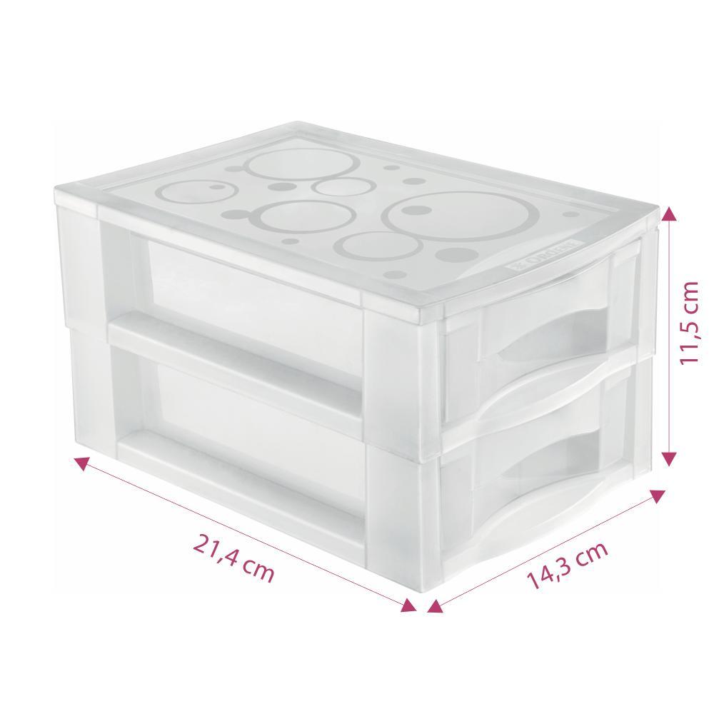 Gaveteiro de Mesa Plástico M com 2 Gavetas Cristal Ordene - 2