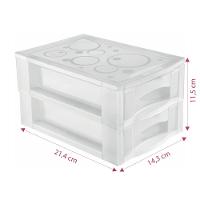 Gaveteiro de Mesa Plástico M com 2 Gavetas Cristal Ordene - 2