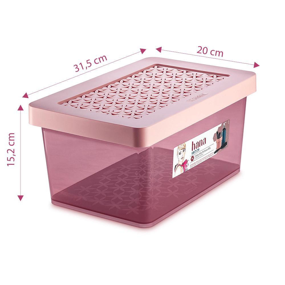 Organizador Plástico Multiuso Alto Rosé 8,5L Hana Ordene - 2