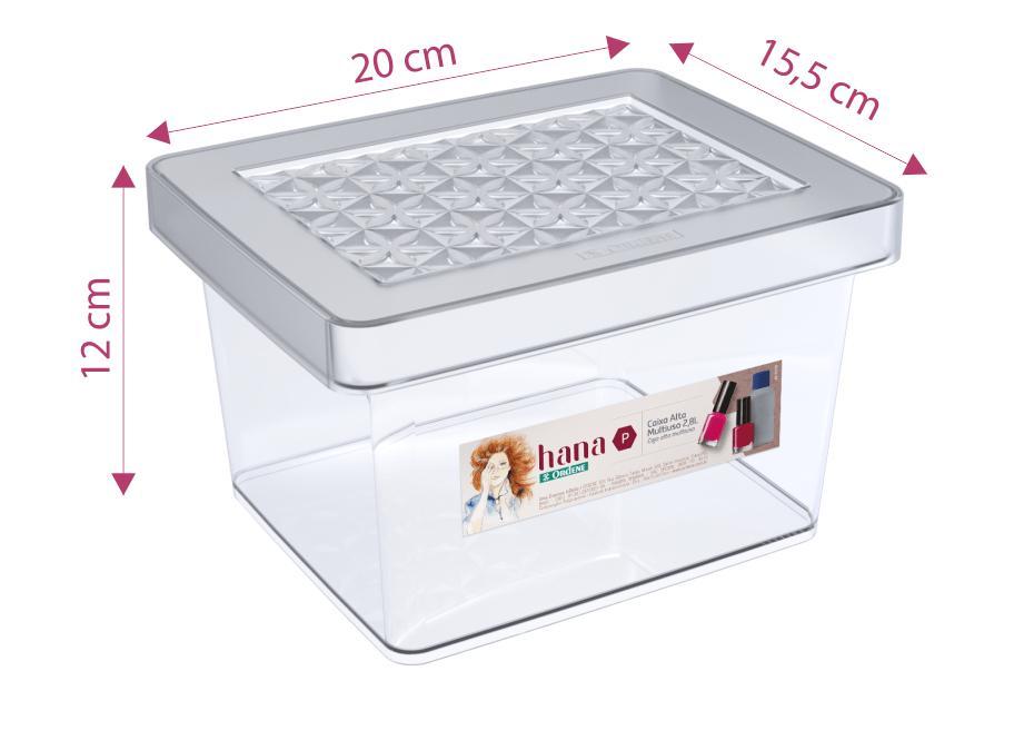 Organizador Plástico Multiuso Alto Cristal 2,8L Hana Ordene - 2