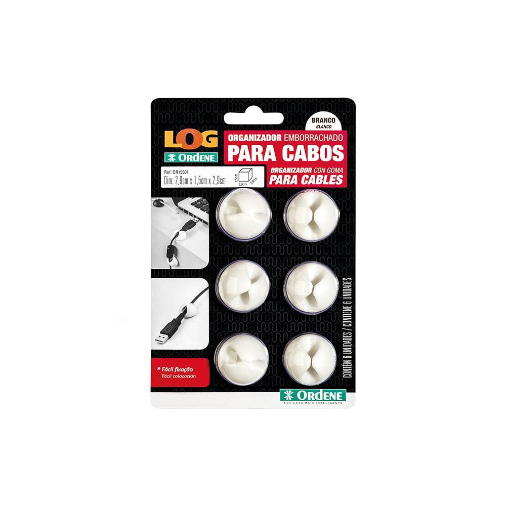Organizador de Cabos e Fios Emborrachado Branco Log Ordene 6 Unidades - 1